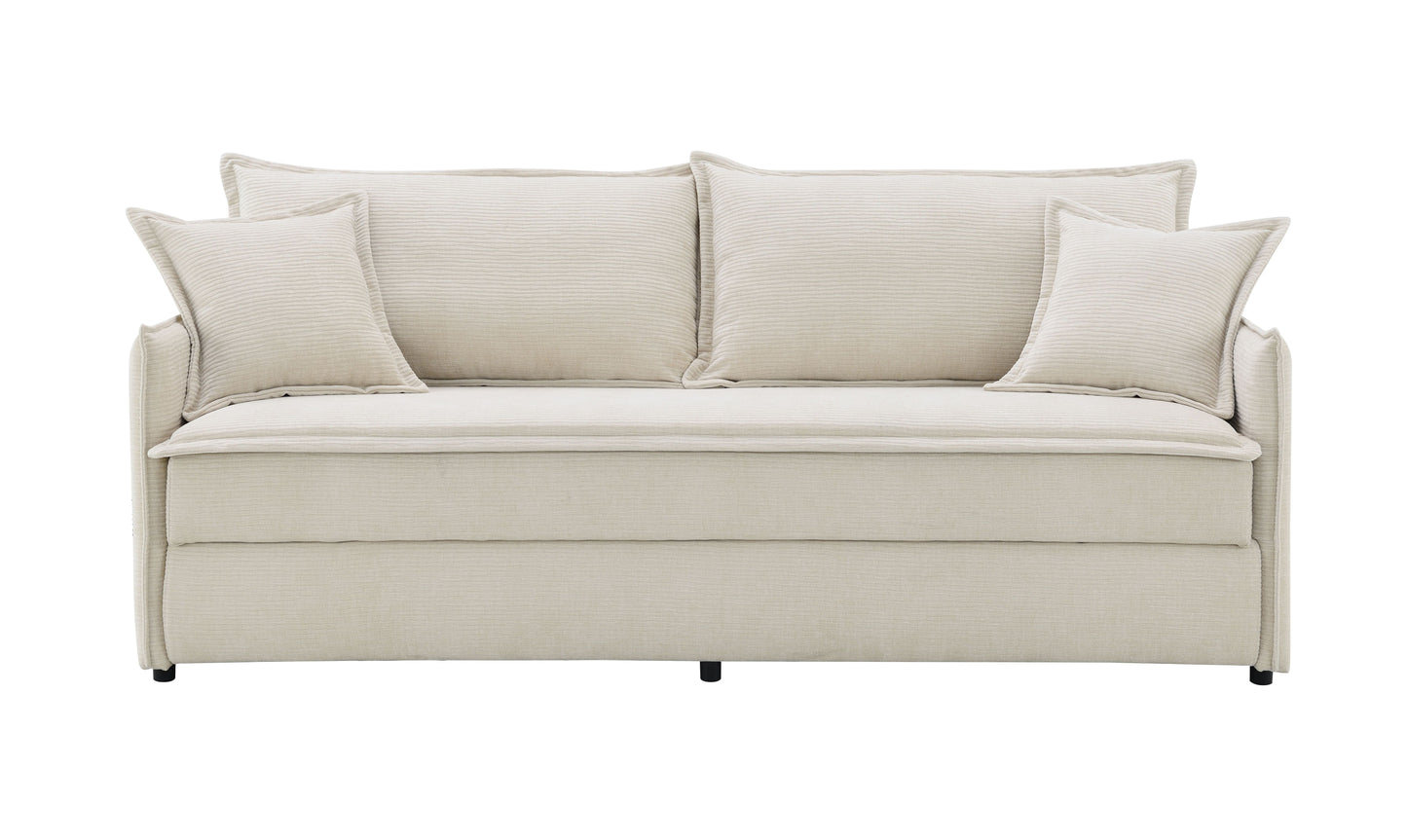 Elisea Beige Chenille Sofa w/Sleeper (Full) image 6