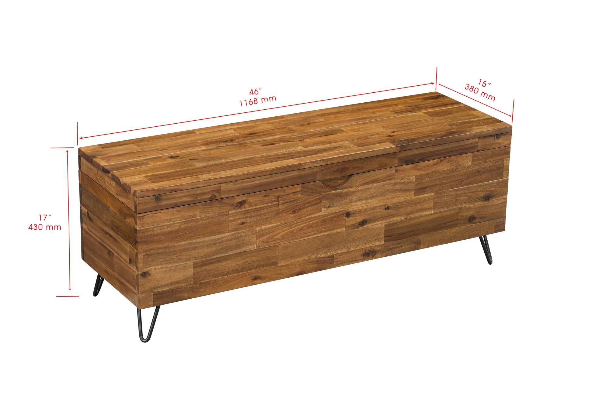 Solid Acacia Wood 46-inch Storage Bench image 10