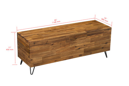 Solid Acacia Wood 46-inch Storage Bench image 10