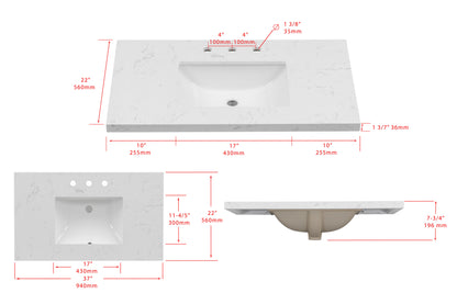 37'' Engineered Stone Vanity Top with Undermount Sink image 4
