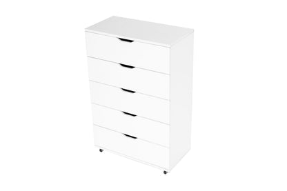 White 5-Drawer Dresser with Wheels – Modern Storage Cabinet image 12