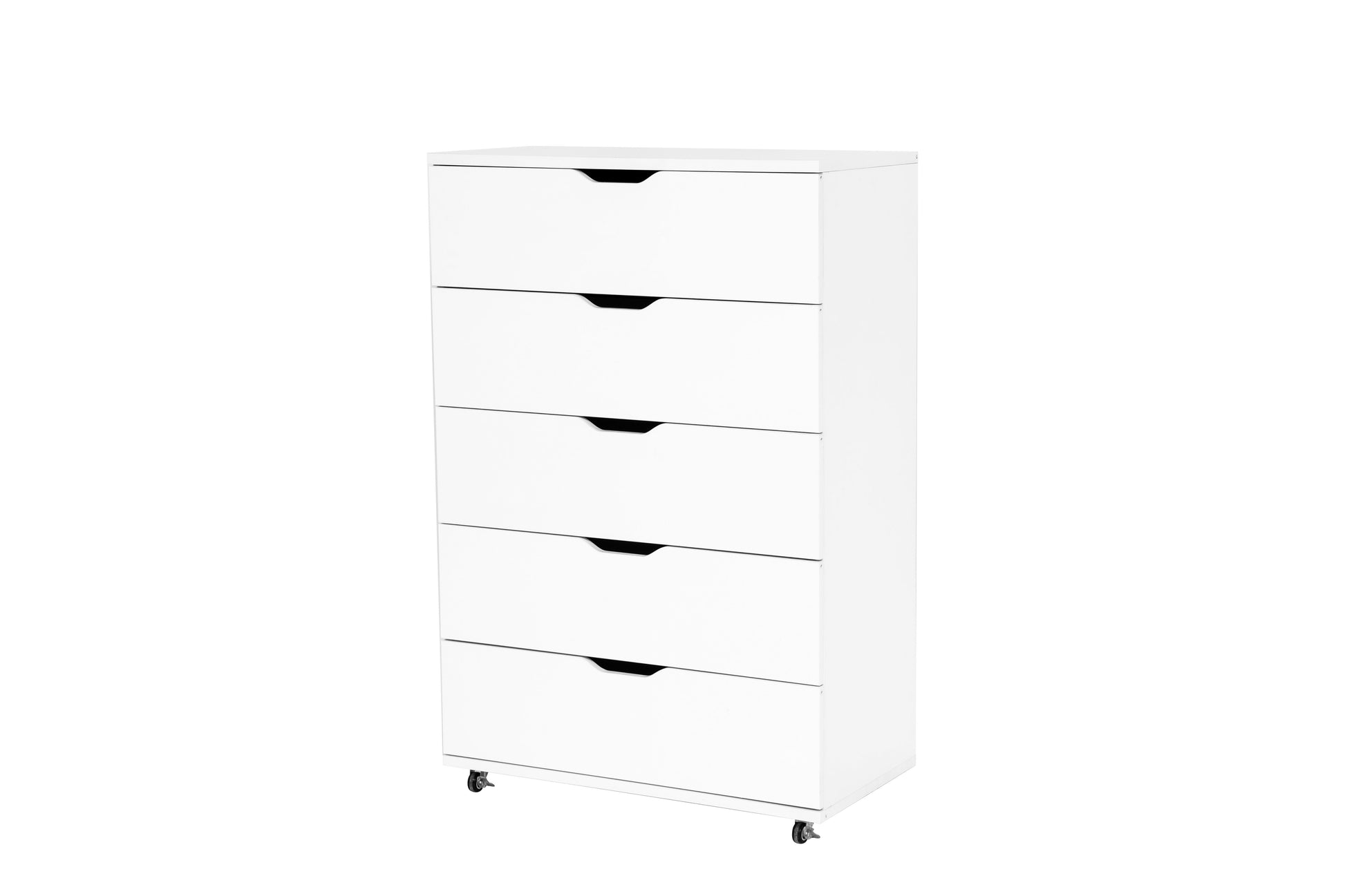 White 5-Drawer Dresser with Wheels – Modern Storage Cabinet image 9