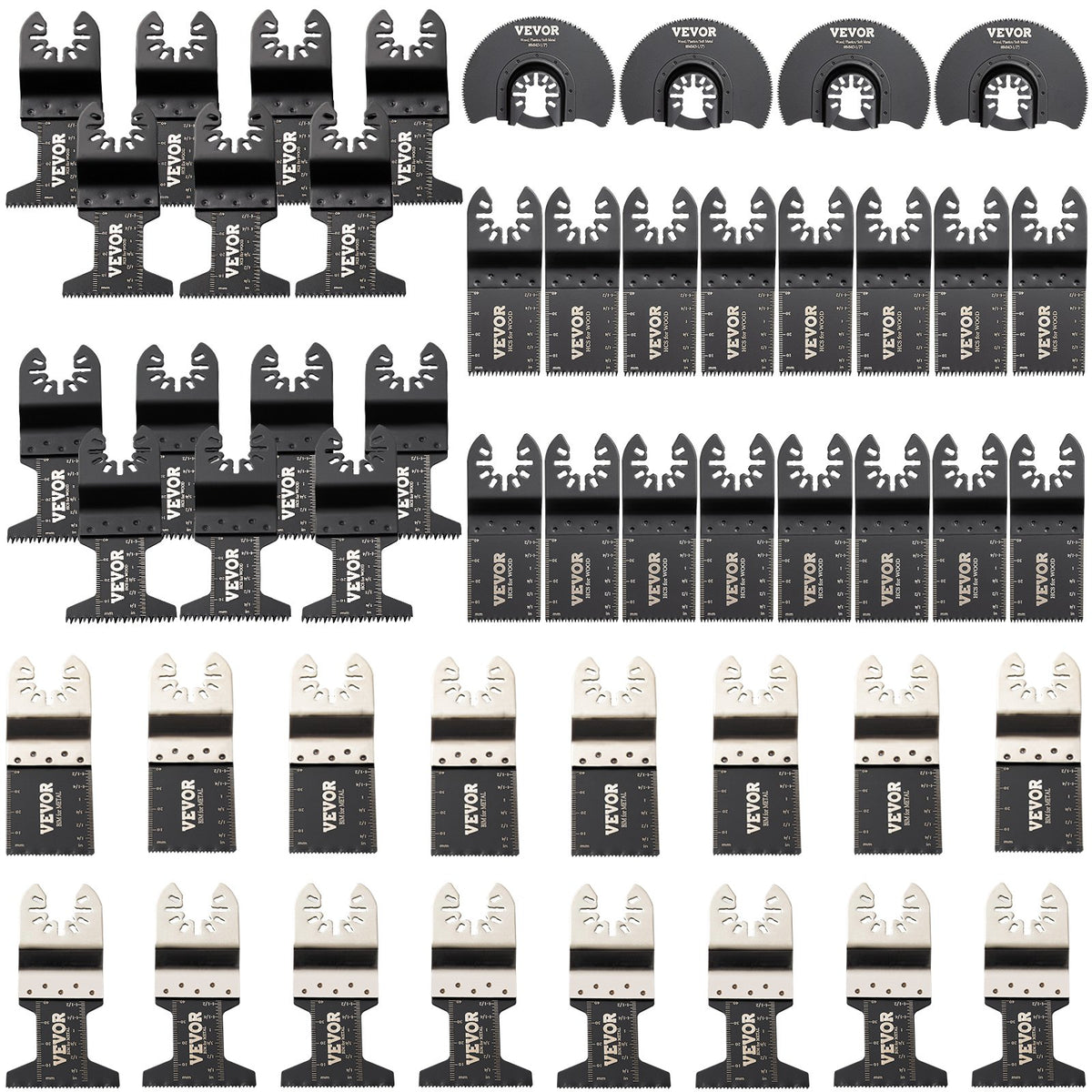VEVOR Oscillating Saw Blades Multitool Blades Kit HCS/SS / 50 Pcs