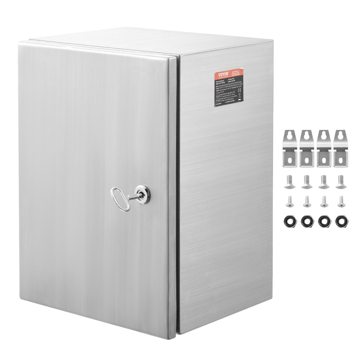 VEVOR Stainless Steel Electrical Enclosure Box, Wall Mount Junction Box with Mounting Plate and Lockable Hinged Cover 20 x 16 x 8 in / Standard Enclosure