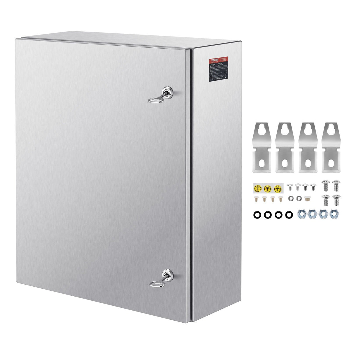 VEVOR Stainless Steel Electrical Enclosure Box, Wall Mount Junction Box with Mounting Plate and Lockable Hinged Cover 24 x 20 x 8 in / Standard Enclosure