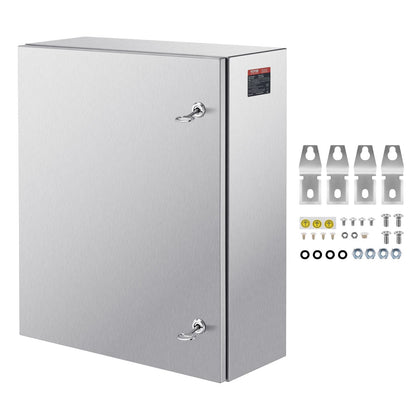 VEVOR Stainless Steel Electrical Enclosure Box, Wall Mount Junction Box with Mounting Plate and Lockable Hinged Cover 24 x 20 x 8 in / Standard Enclosure