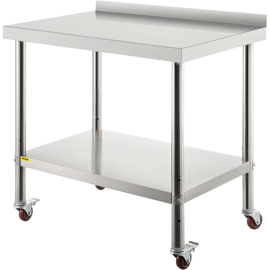 VEVOR Stainless Steel Prep Table 30 x 24 x 35 in