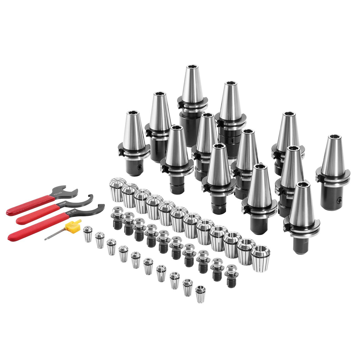 VEVOR CAT40 Collet Chuck and Tool Holder Set, CNC Milling and Lathe Tooling with ER16 / ER32 Collets and Keyless Drill Chuck, Multiple Sets CAT40-ER16/ER32 Set / 35 Pcs