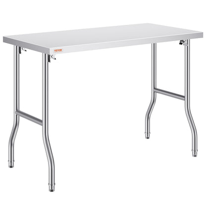 VEVOR Folding Commercial Prep Table 48 x 24 x 34 in
