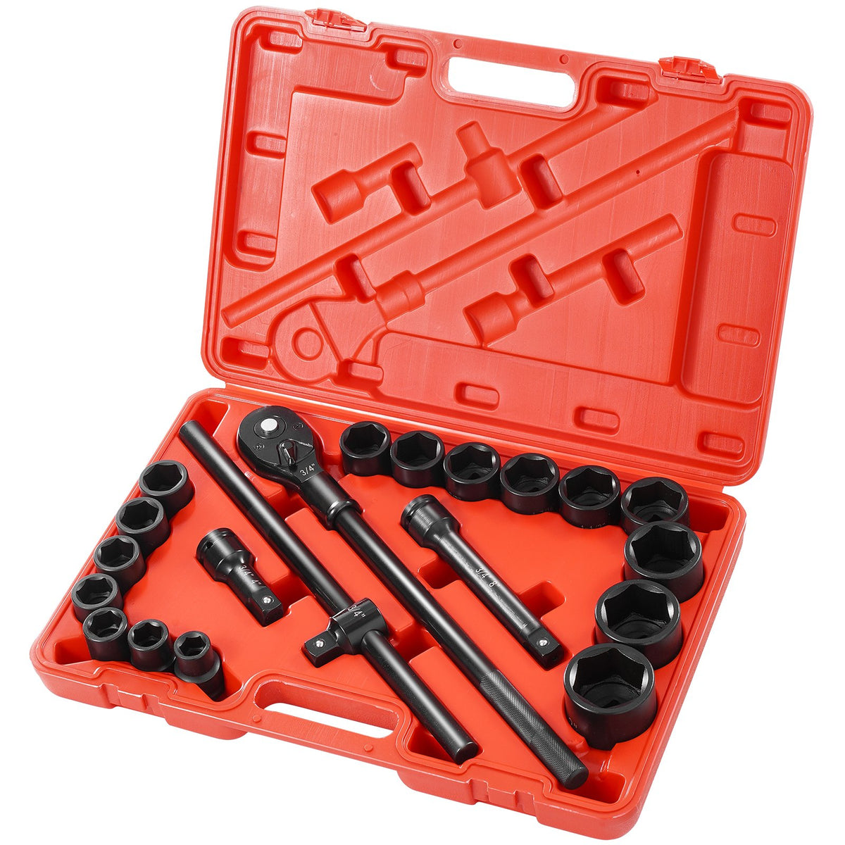 VEVOR Impact Socket Set, Deep and Shallow Sockets with Adapt 3/4 in / Standard / 21 Pieces