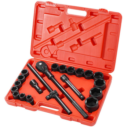 VEVOR Impact Socket Set, Deep and Shallow Sockets with Adapt 3/4 in / Standard / 21 Pieces