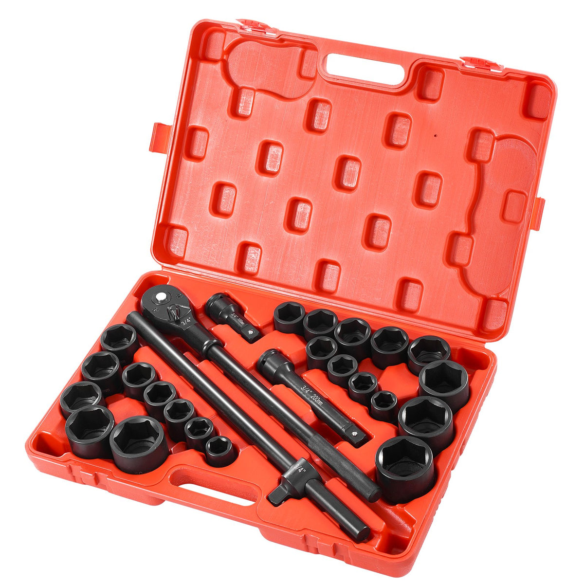 VEVOR Impact Socket Set, Deep and Shallow Sockets with Adapt 3/4 in / Standard / 27 Pieces