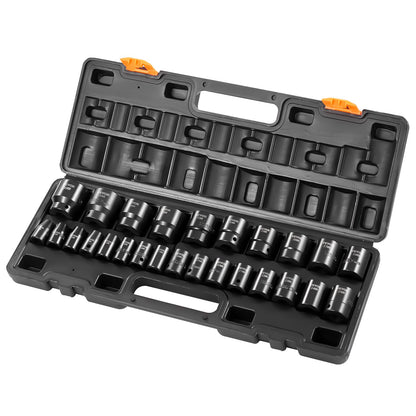 VEVOR Impact Socket Set, Deep and Shallow Sockets with Adapt 1/2 in / Shallow / 26 Pieces