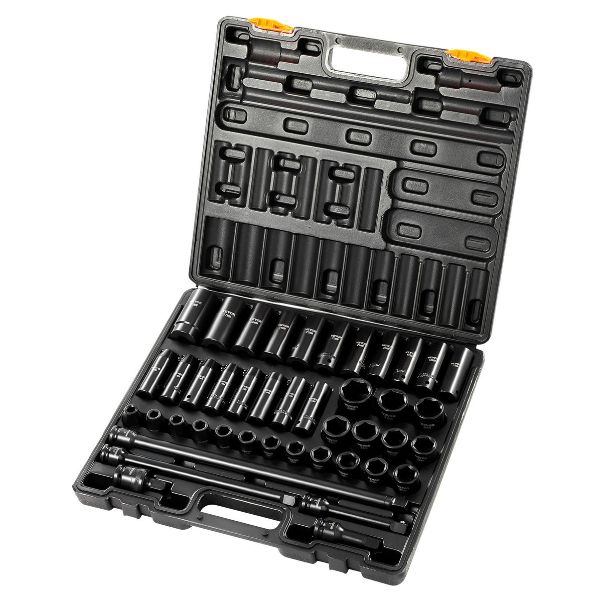 VEVOR Impact Socket Set, Deep and Shallow Sockets with Adapt 1/2 in / Deep / 43 Pieces