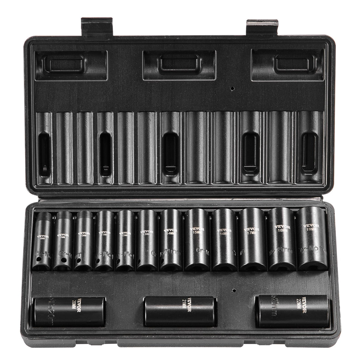 VEVOR Impact Socket Set, Deep and Shallow Sockets with Adapt 3/8 in / Deep / 15 Pieces