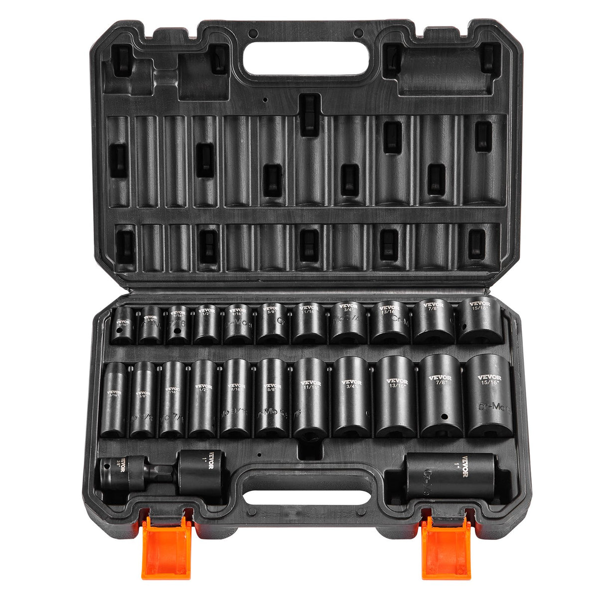 VEVOR Impact Socket Set, Deep and Shallow Sockets with Adapt 3/8 in / Deep & Shallow / 25 Pieces
