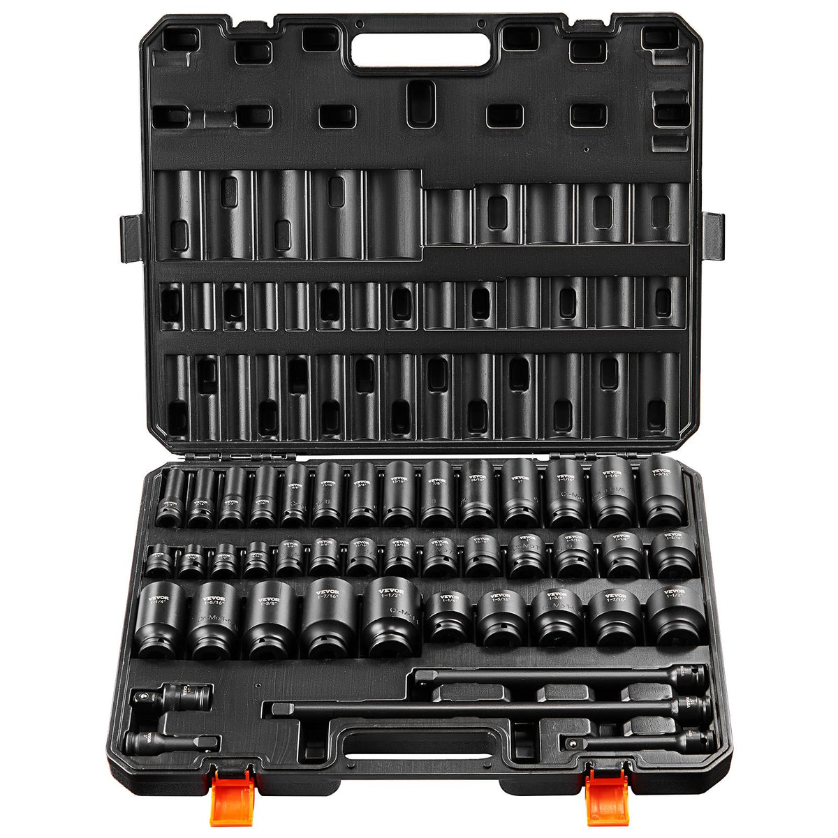 VEVOR Impact Socket Set, Deep and Shallow Sockets with Adapt 1/2 in / Deep & Shallow / 43 Pieces