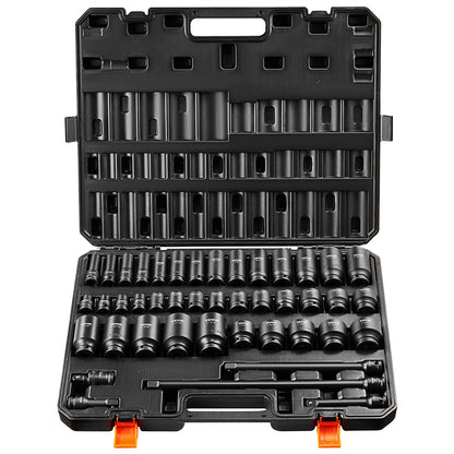 VEVOR Impact Socket Set, Deep and Shallow Sockets with Adapt 1/2 in / Deep & Shallow / 43 Pieces