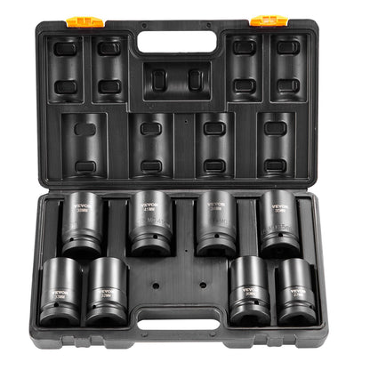 VEVOR Impact Socket Set, Deep and Shallow Sockets with Adapt 1 in / Deep / 8 Pieces