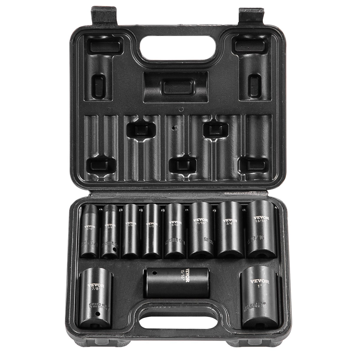 VEVOR Impact Socket Set, Deep and Shallow Sockets with Adapt 3/8 in / Deep / 11 Pieces