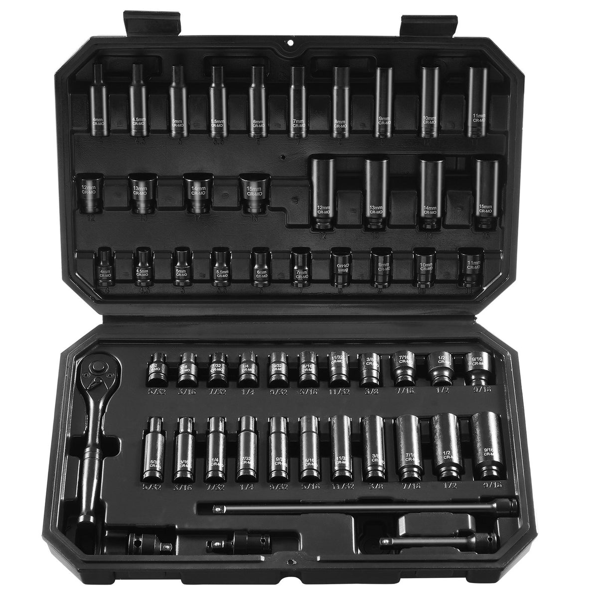 VEVOR Impact Socket Set, Deep and Shallow Sockets with Adapt 1/4 in / Deep & Shallow / 55 Pieces