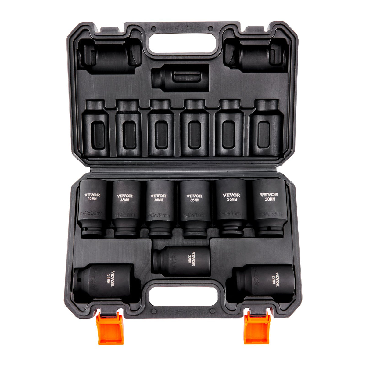 VEVOR Impact Socket Set, Deep and Shallow Sockets with Adapt 1/2 in / Deep / 9 Pieces