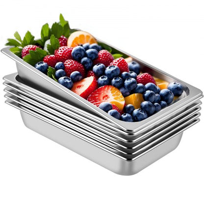 VEVOR full size steam table pan 3.9 in deep - 6 pans