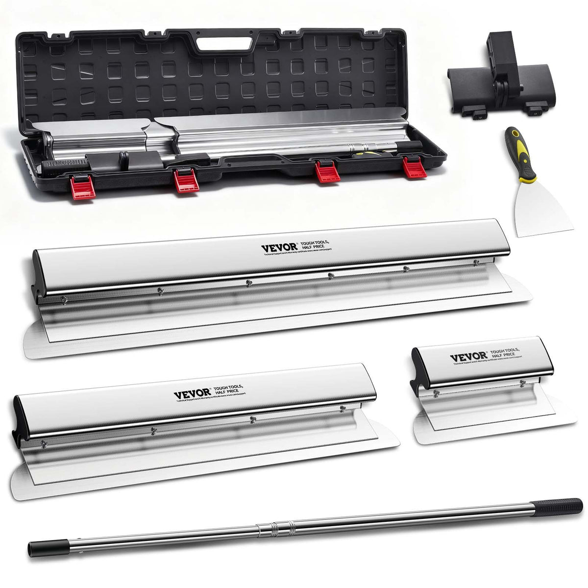 VEVOR Skimming Blade Set, Drywall Skim Coat Knife with Exten 3 pcs / 10 in, 24 in, 32 in