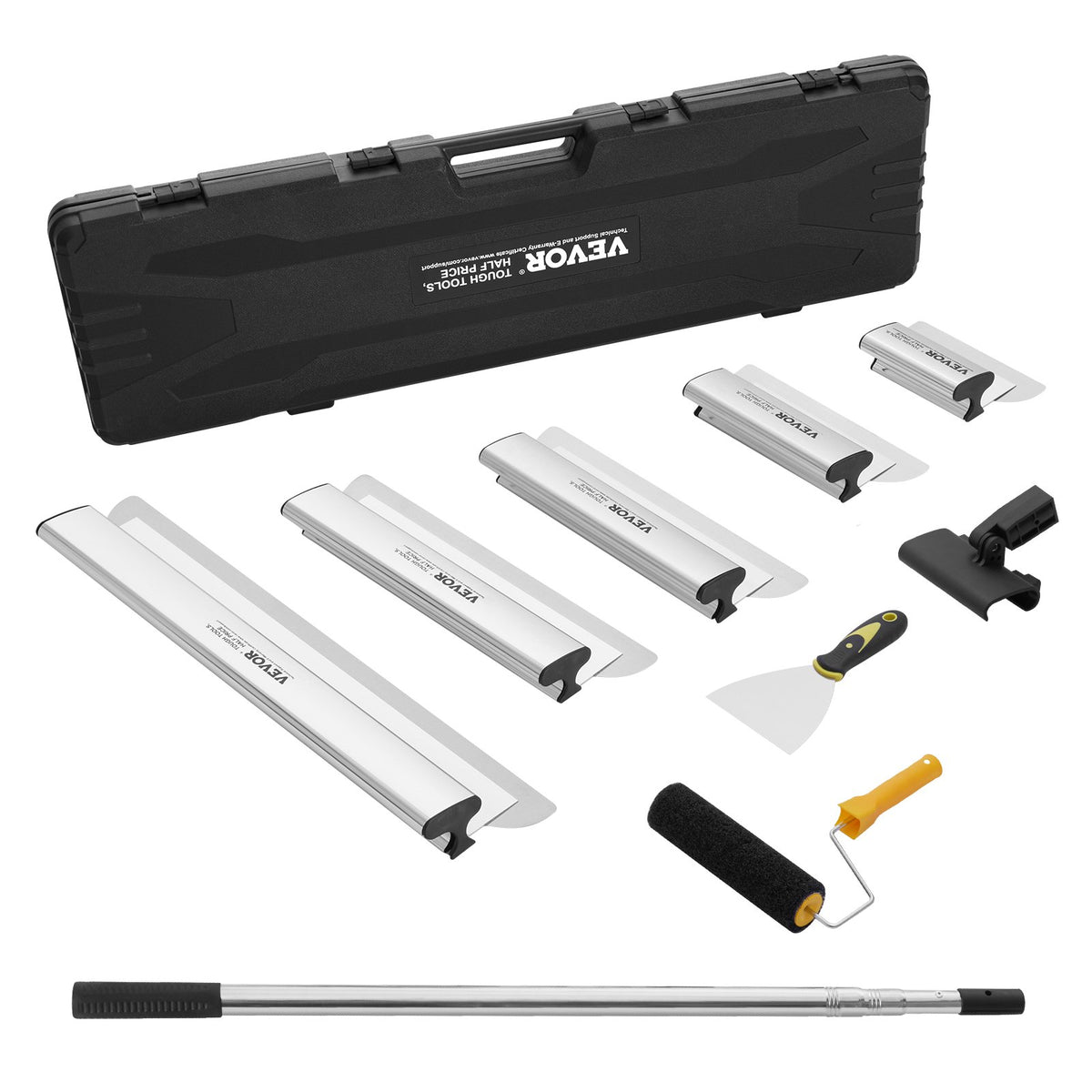 VEVOR Skimming Blade Set, Drywall Skim Coat Knife with Exten 5 pcs / 7 in, 10 in, 14 in, 16 in, 24 in