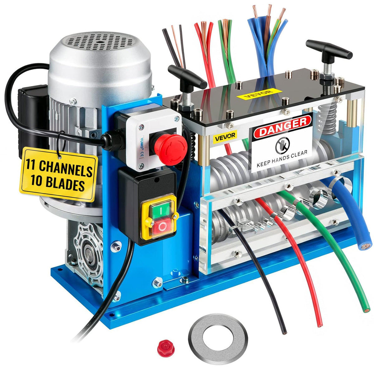 VEVOR Wire Stripping Machine, Electric & Manual Cable Stripp Electric 370 W | 0.06-1.5 in | 11 Channels