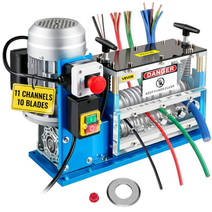 VEVOR Wire Stripping Machine, Electric & Manual Cable Stripp Electric 370 W | 0.06-1.5 in | 11 Channels