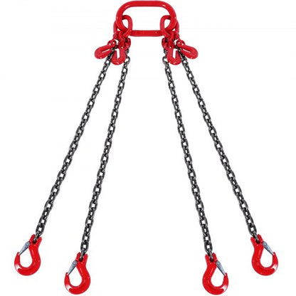 VEVOR G80 Chain Sling, 2 & 4 Leg Lifting Chains with Hooks,  5 ft / 1/4 inch / 4 Legs with Adjusters