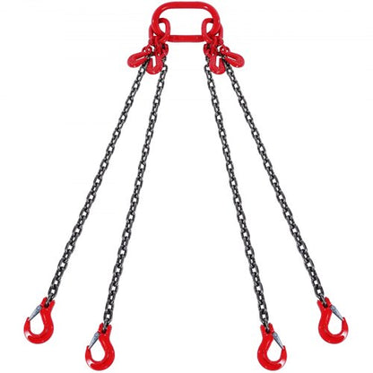 VEVOR G80 Chain Sling, 2 & 4 Leg Lifting Chains with Hooks,  10 ft / 3/8 inch / 4 Legs with Adjusters