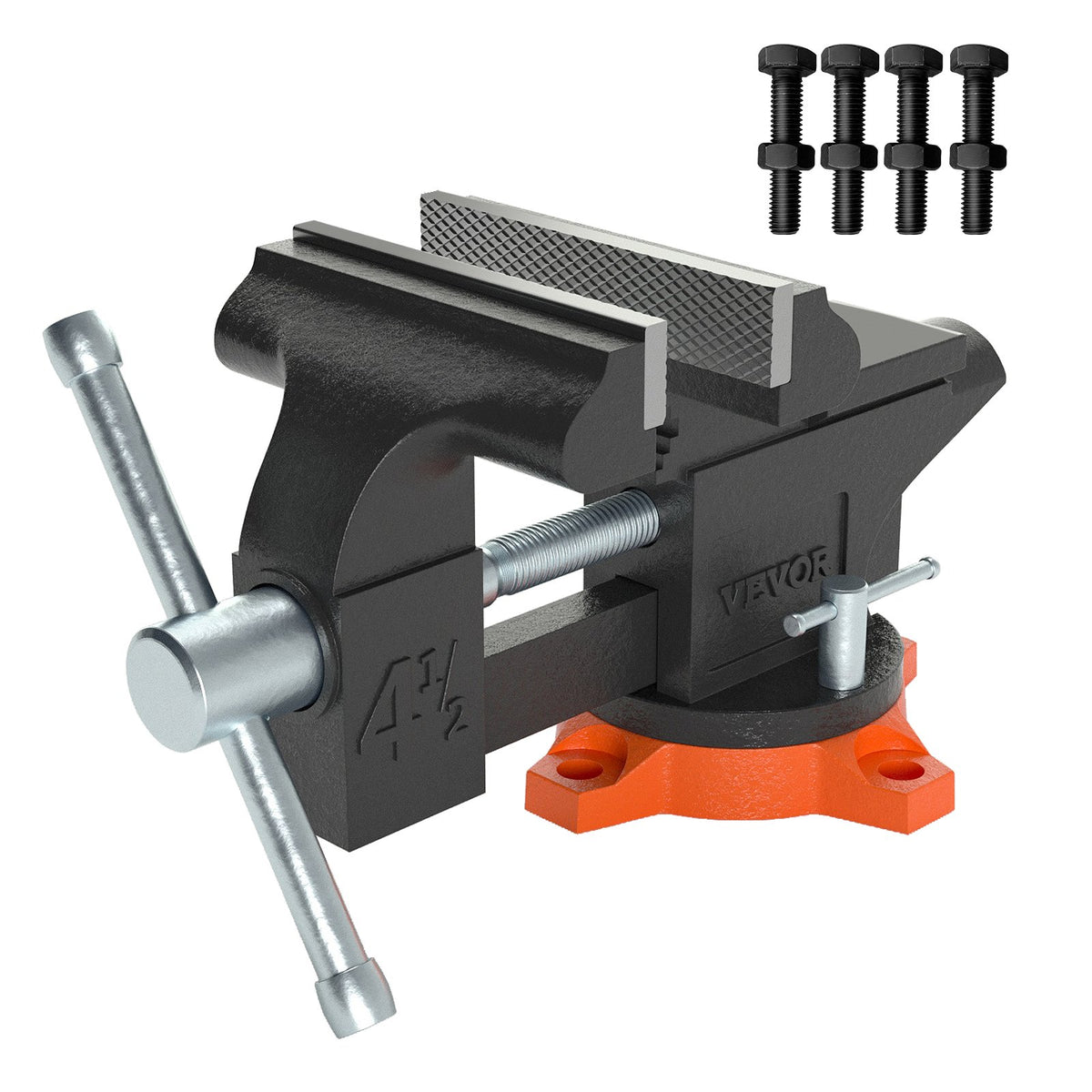 VEVOR Heavy Duty Bench Vise, Multipurpose Workbench Vise wit 4.5 inch / Single Swivel (240° Base)
