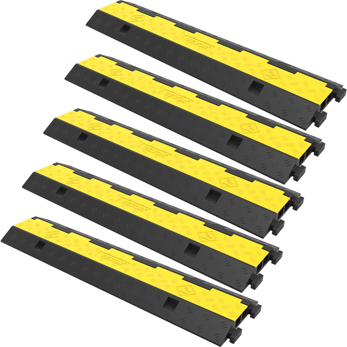 VEVOR Rubber Cable Protector Ramp, Heavy Duty Wire & Hose Co 2 Channels / 5 Pack / 11,000 lbs