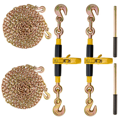 VEVOR Ratchet Chain Binder and Chain Kit, Heavy Duty Load Bi 3/8 - 1/2 inch / 2 PCS, with G80 Chains