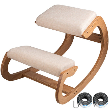 VEVOR Wooden Kneeling Chair, Padded Rocking Seat, Two Config Type A / White Oak Color