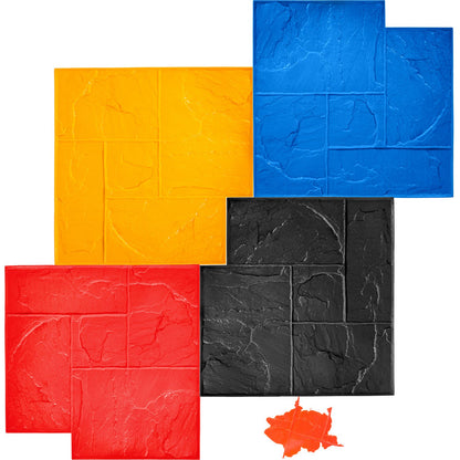 VEVOR Concrete Stamps Mats Set, Reusable Polyurethane Concrete Texturing Skin for Patio, Driveway and Pool Deck, Multiple Sizes 24 x 24 in / 4 Pcs / Multi-Color