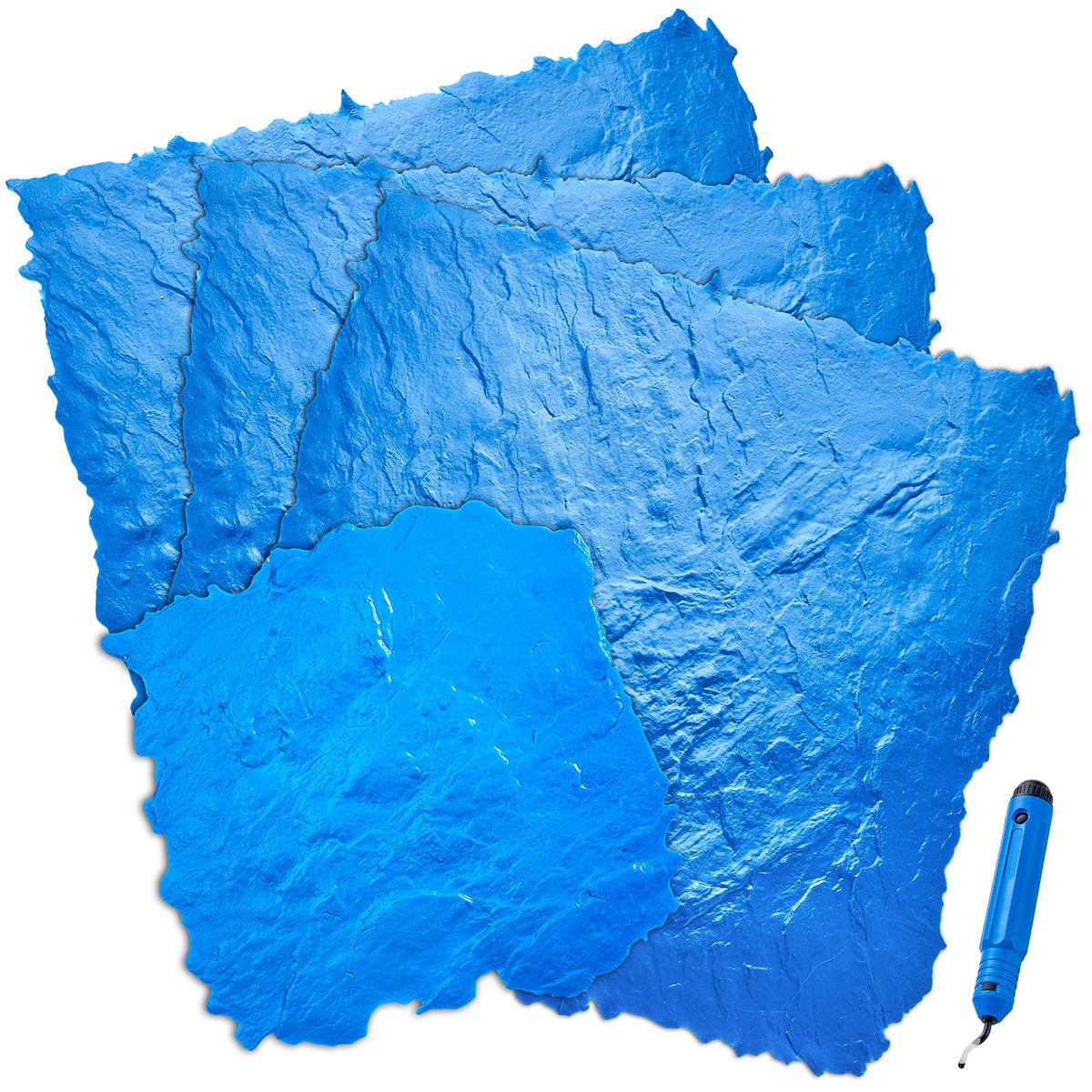 VEVOR Concrete Stamps Mats Set, Reusable Polyurethane Concrete Texturing Skin for Patio, Driveway and Pool Deck, Multiple Sizes 36 x 36 in & 18 x 18 in / 4 Pcs / Blue