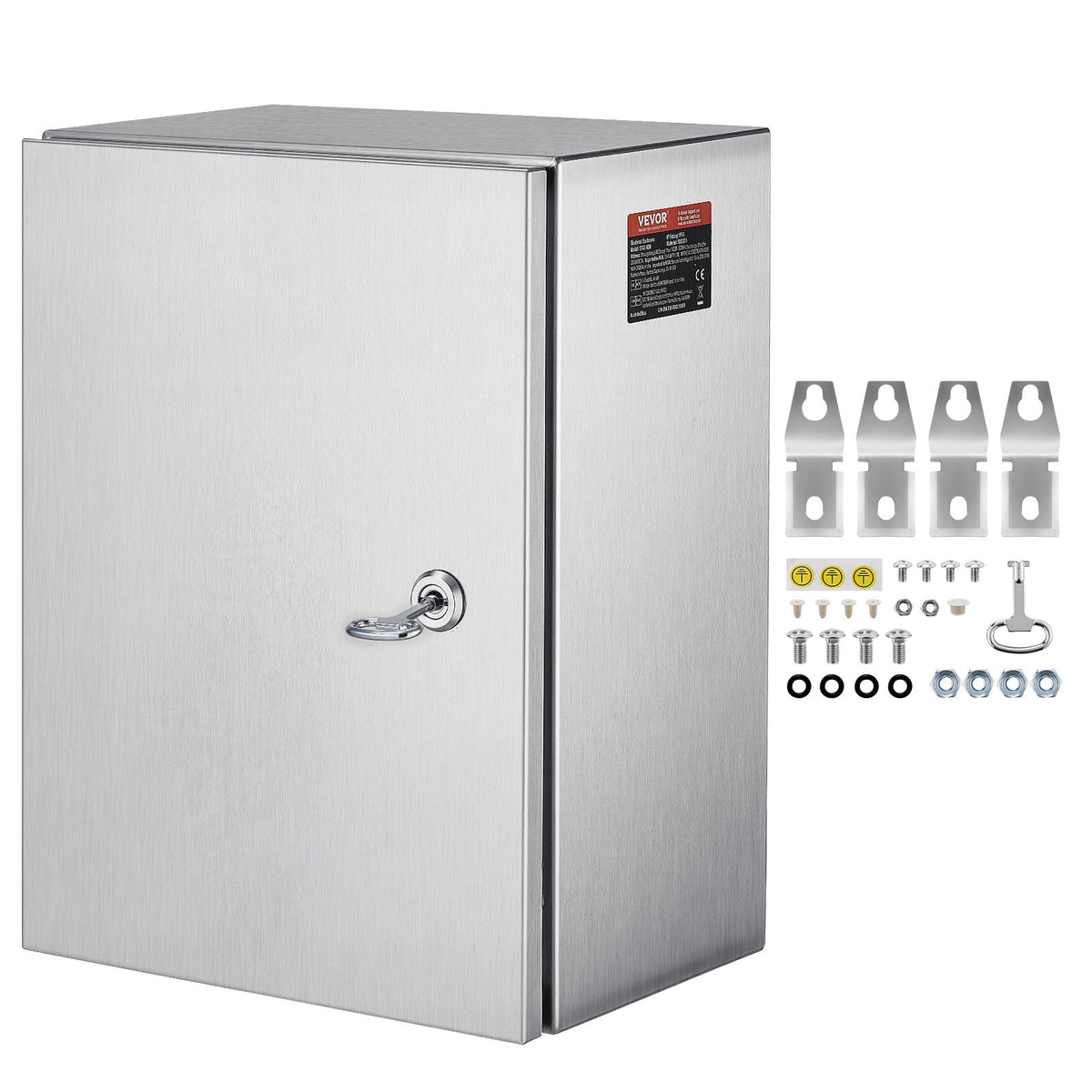 VEVOR Stainless Steel Electrical Enclosure Box, Wall Mount Junction Box with Mounting Plate and Lockable Hinged Cover 16 x 12 x 8 in / Standard Enclosure