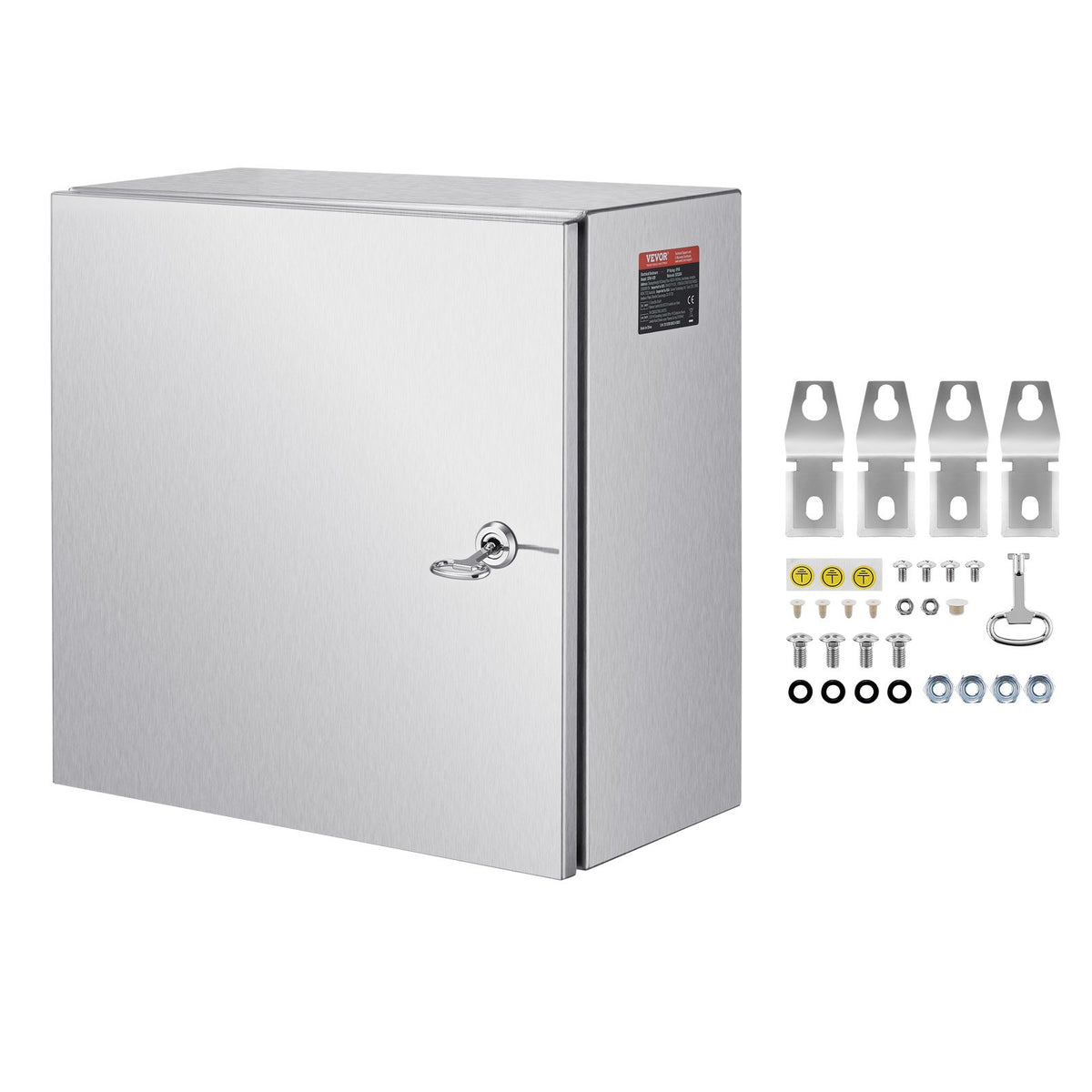 VEVOR Stainless Steel Electrical Enclosure Box, Wall Mount Junction Box with Mounting Plate and Lockable Hinged Cover 16 x 16 x 8 in / Standard Enclosure