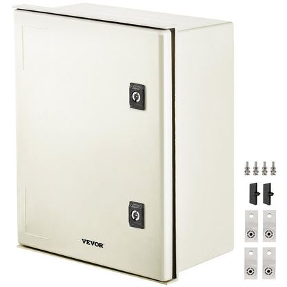 VEVOR NEMA 4X Fiberglass Electrical Enclosure, IP66 Waterproof Junction Box with Mounting Plate 16 x 12 x 8 in