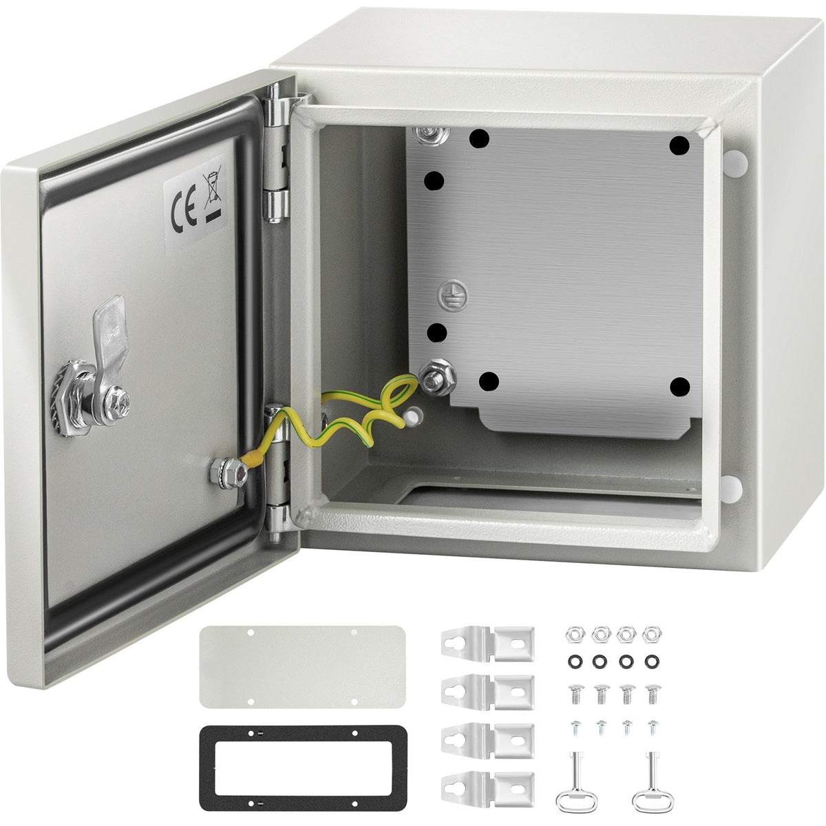 VEVOR Steel Electrical Enclosure Box, IP66 Waterproof Wall-Mounted Junction Box with Hinged Cover and Mounting Plate Sealed NEMA 4X / 8 x 8 x 6 inch