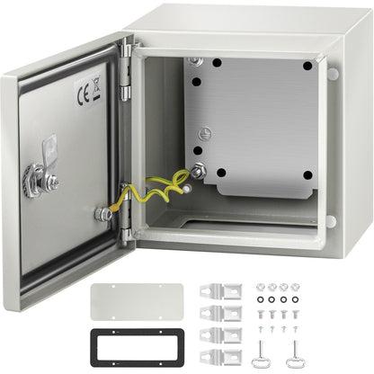 VEVOR Steel Electrical Enclosure Box, IP66 Waterproof Wall-Mounted Junction Box with Hinged Cover and Mounting Plate Sealed NEMA 4X / 8 x 8 x 6 inch
