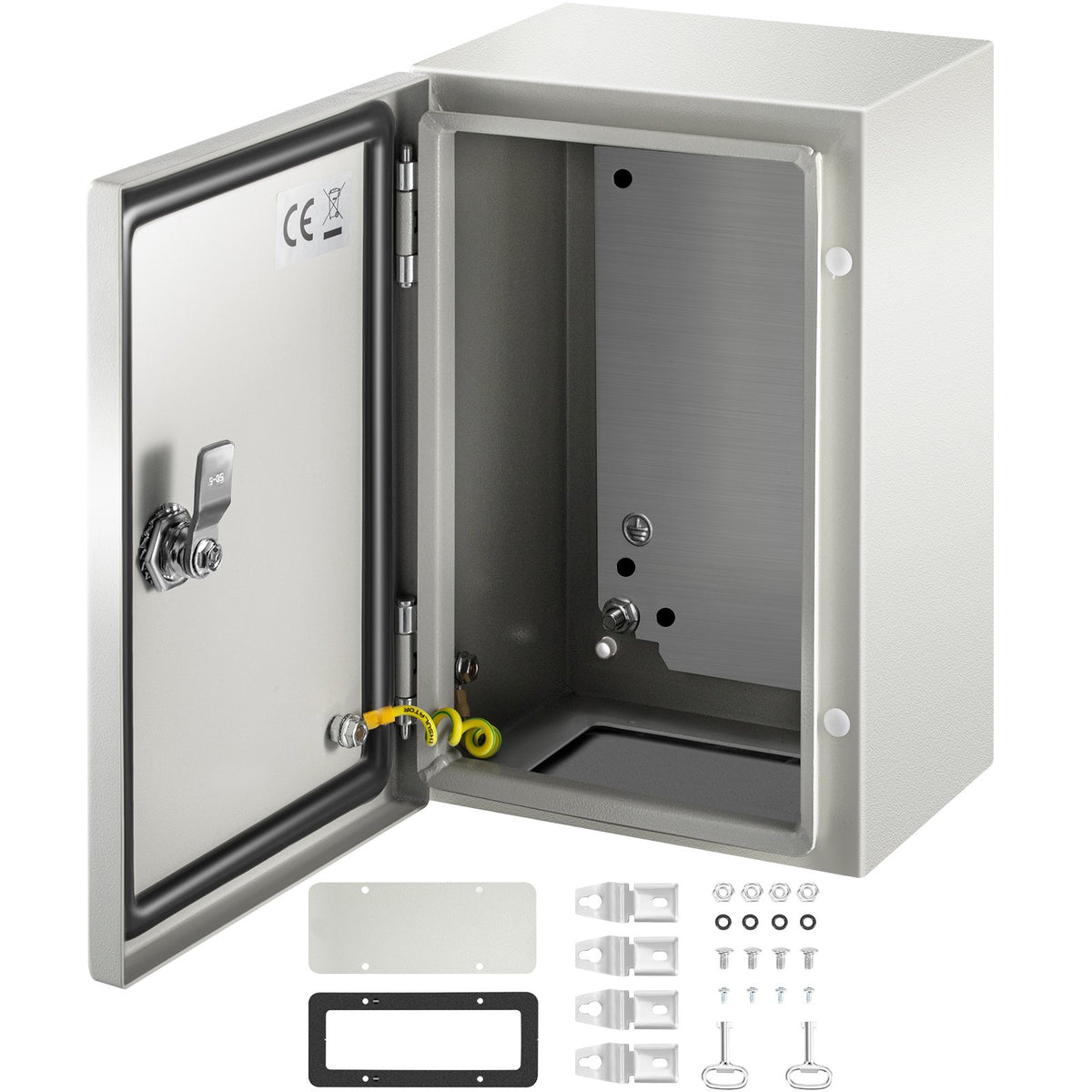 VEVOR Steel Electrical Enclosure Box, IP66 Waterproof Wall-Mounted Junction Box with Hinged Cover and Mounting Plate Sealed NEMA 4X / 12 x 8 x 6 inch