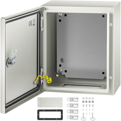 VEVOR Steel Electrical Enclosure Box, IP66 Waterproof Wall-Mounted Junction Box with Hinged Cover and Mounting Plate Sealed NEMA 4X / 12 x 10 x 6 inch