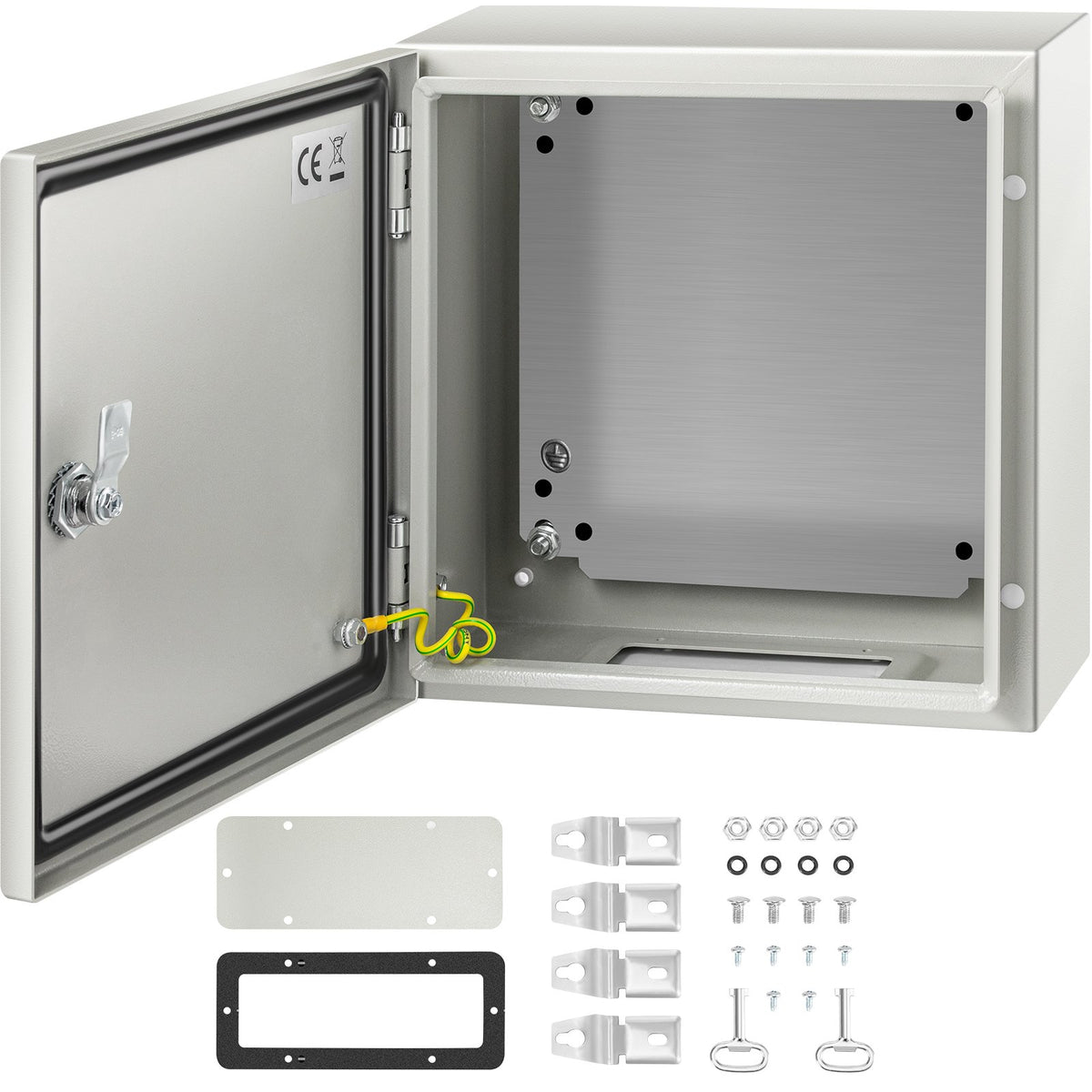 VEVOR Steel Electrical Enclosure Box, IP66 Waterproof Wall-Mounted Junction Box with Hinged Cover and Mounting Plate Sealed NEMA 4X / 12 x 12 x 6 inch