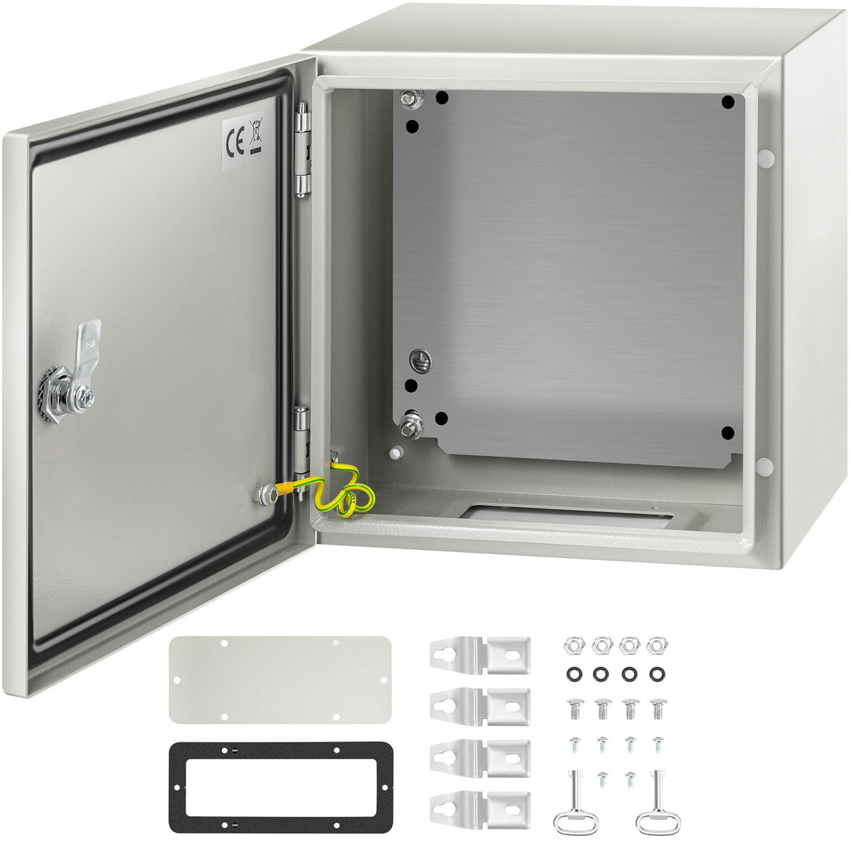 VEVOR Steel Electrical Enclosure Box, IP66 Waterproof Wall-Mounted Junction Box with Hinged Cover and Mounting Plate Sealed NEMA 4X / 12 x 12 x 8 inch