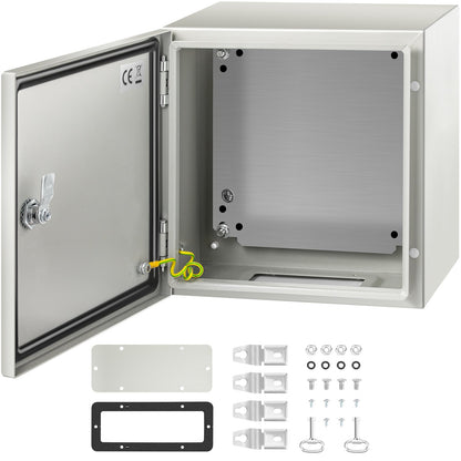 VEVOR Steel Electrical Enclosure Box, IP66 Waterproof Wall-Mounted Junction Box with Hinged Cover and Mounting Plate Sealed NEMA 4X / 12 x 12 x 8 inch
