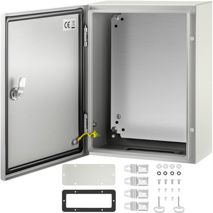 VEVOR Steel Electrical Enclosure Box, IP66 Waterproof Wall-Mounted Junction Box with Hinged Cover and Mounting Plate Sealed NEMA 4X / 16 x 12 x 6 inch